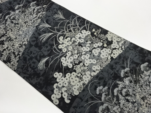 JAPANESE KIMONO / MANYO MADE / KUSABA PATTERN WOVEN / ZENKOTSU FUKURO 